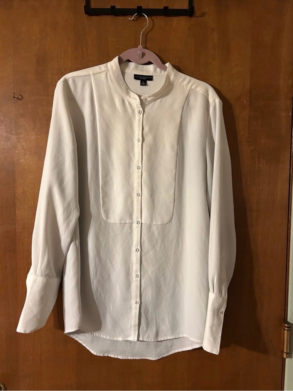 Victoria Beckham for Target Cream Button-Front Long Sleeve Blouse - Picture 2 of 7